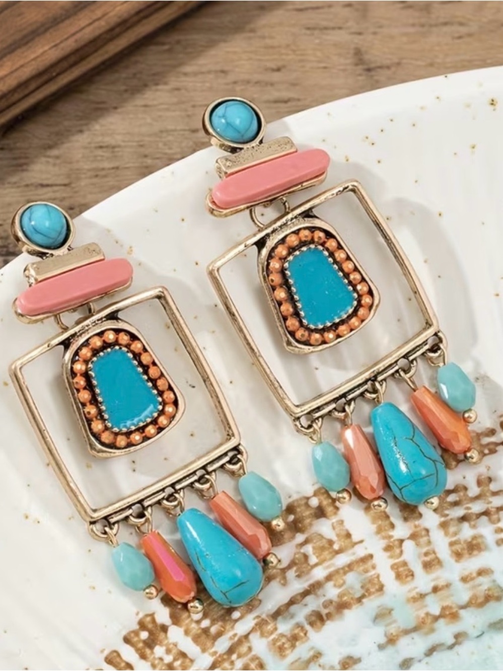 Coral & Aqua Earrings 🌊 ☀️